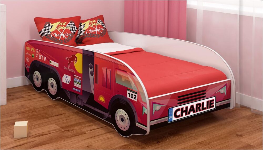 Kinderbedje Truck Dakar Rood met naam
